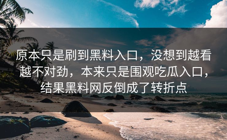 原本只是刷到黑料入口，没想到越看越不对劲，本来只是围观吃瓜入口，结果黑料网反倒成了转折点