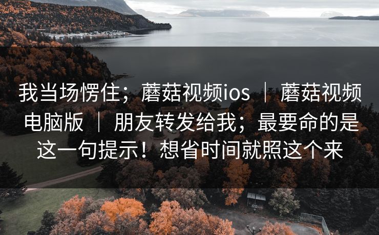 我当场愣住；蘑菇视频ios ｜ 蘑菇视频电脑版 ｜ 朋友转发给我；最要命的是这一句提示！想省时间就照这个来
