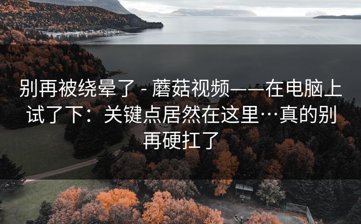 别再被绕晕了 - 蘑菇视频——在电脑上试了下：关键点居然在这里…真的别再硬扛了